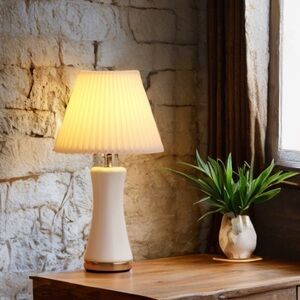 Threshold White Accordion-Pleated Lampshade 7” Tall -Empire Shape -NEW With tags